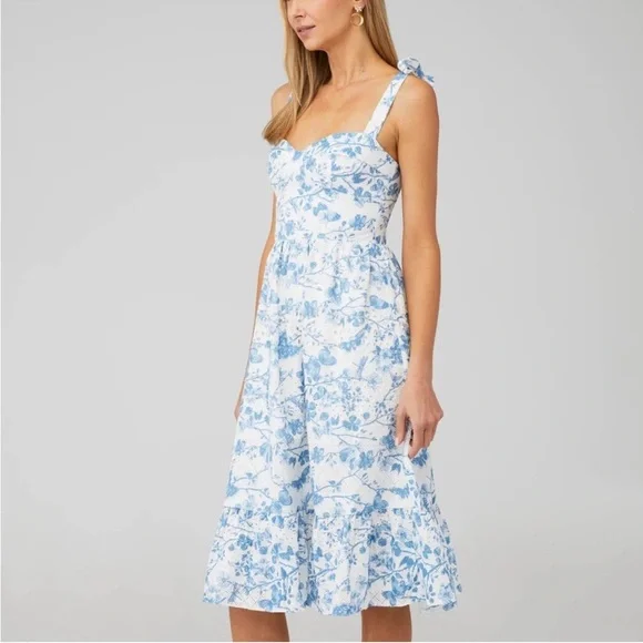 Steve Madden Sophia-Rose Dress in Faded Blue white floral Womens Size 6 Revolve - Picture 1 of 7